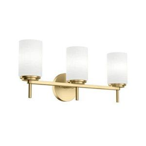 KICHLER  Zagara 3Light Champagne Gold Vanity Etched Cased Opal Glass Shades
